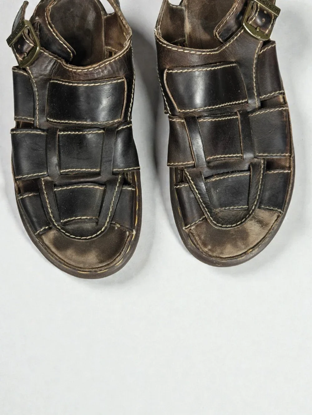 Dr. Marten Fisherman Brown Leather Sandal Made In England Mens Size 10 - AS IS